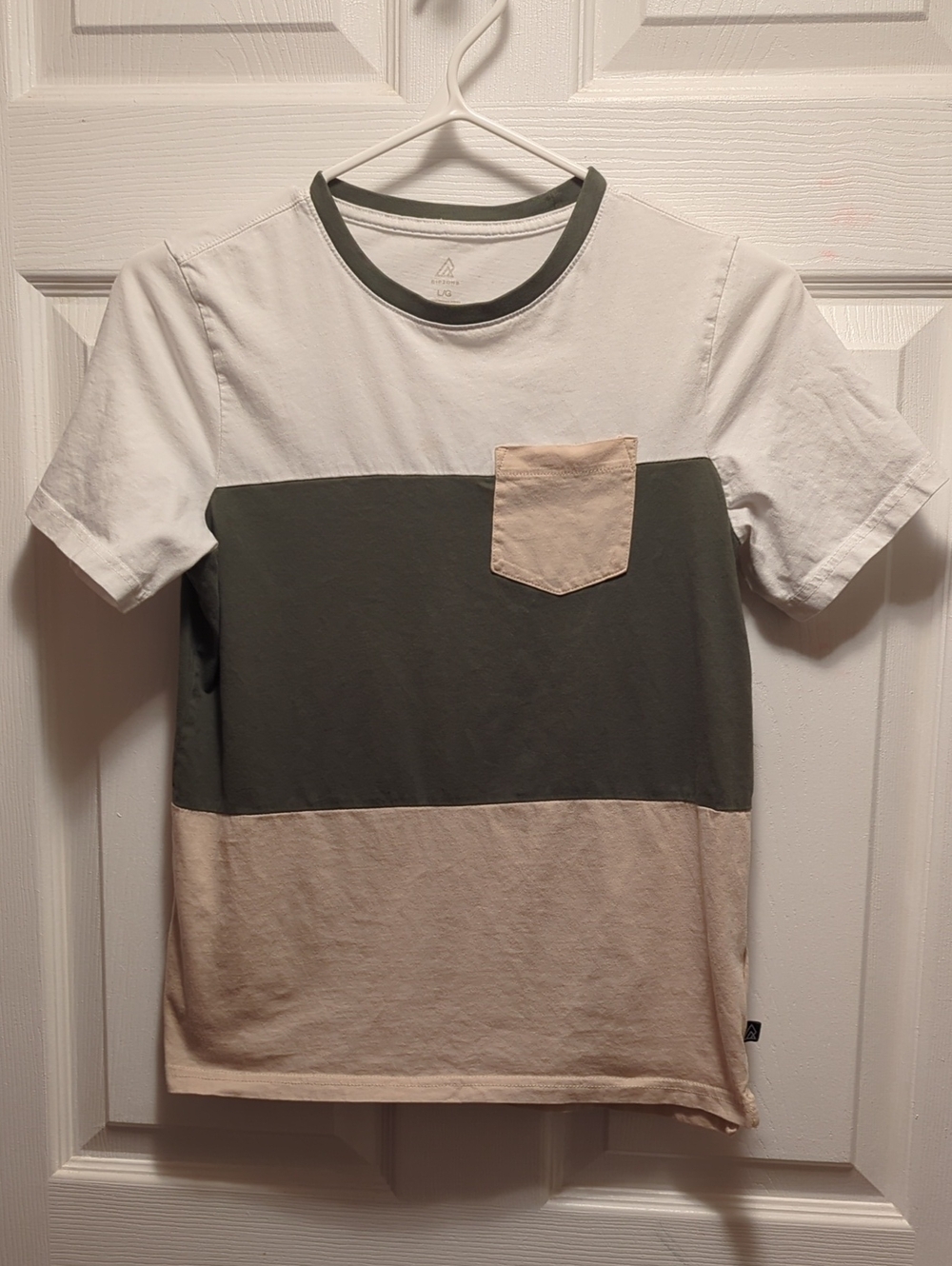 Boys' Colorblock Short Sleeve Tee in White, Olive, and Beige